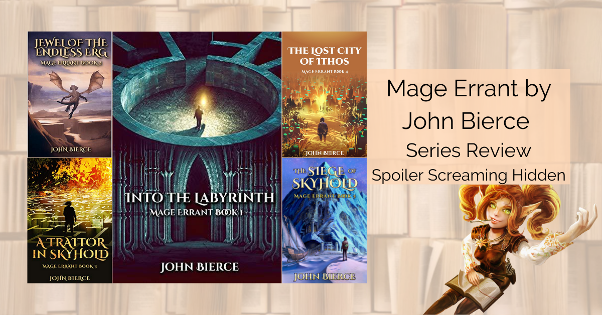 Mage Errant by John Bierce, image is a collage of the covers of the 5 books currently published